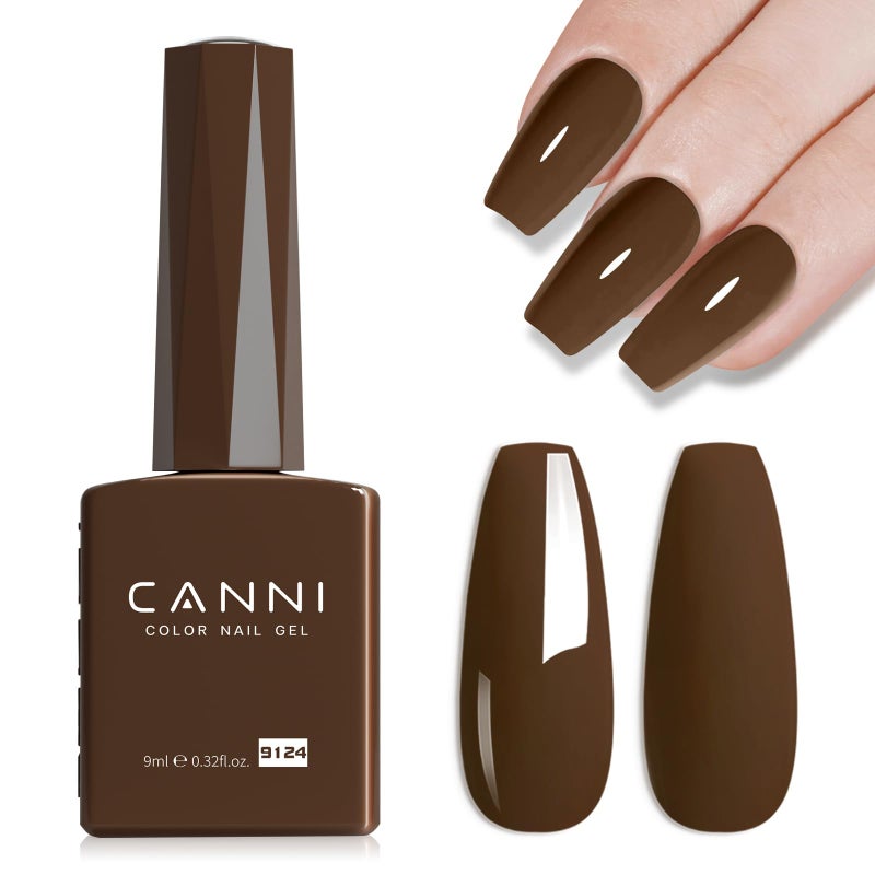 CANNI Dark Brown Gel Polish, 1Pcs Brown Nail Polish Gel High Gloss Soak Off UV French Manicure Salon DIY - Image 1