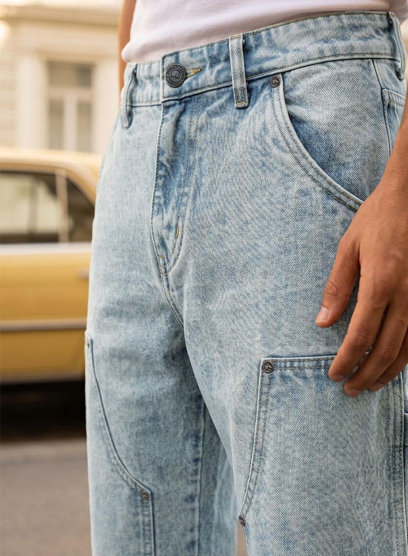 Dennis Lingo Men Blue 100% Cotton Distressed Full Straight Jeans - Image 3