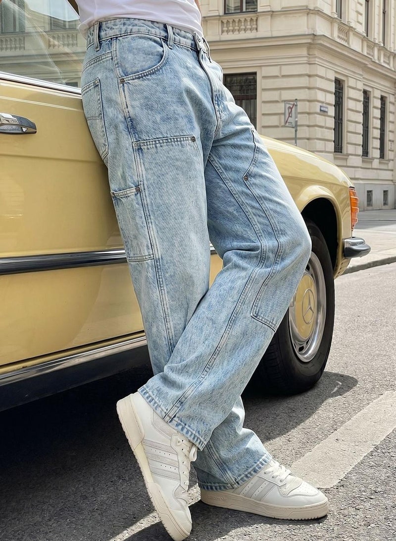 Dennis Lingo Men Blue 100% Cotton Distressed Full Straight Jeans - Image 5