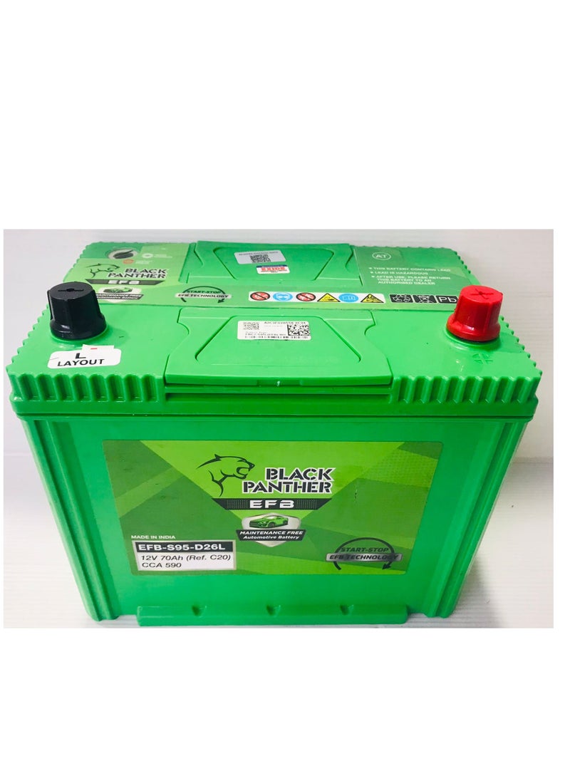 Black Panther EFB Car Battery 12V 70AH Start-Stop Technology  - Image 1