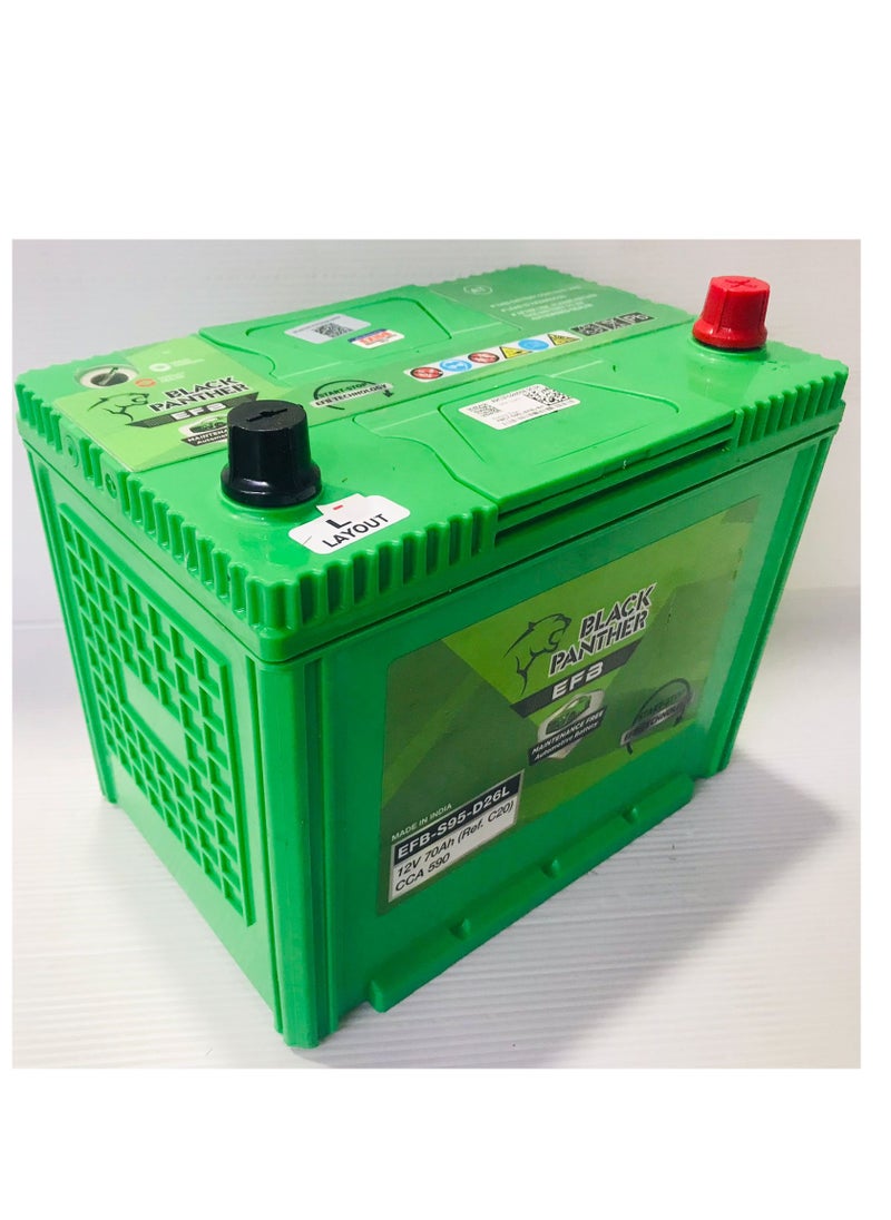 Black Panther EFB Car Battery 12V 70AH Start-Stop Technology  - Image 2