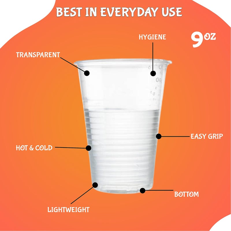 Concession Essentials 9oz Translucent Thin Wall Plastic Cold Cup- Pack of 100ct - Image 2