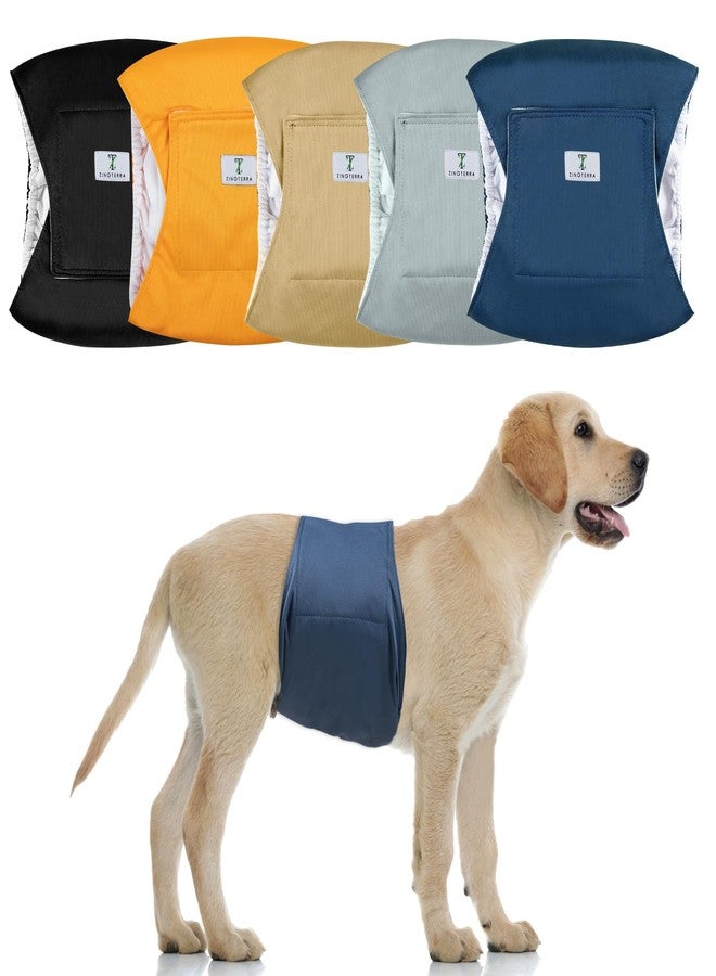 ZINGTERRA 5 Pack Dog Diapers Male,Reusable Leakproof Pet Soft Dog Belly Band Wraps,Male Dog Diaper High Absorbency,Wider Washable Belly Band for Doggy Incontinence and Puppy Training - Image 2