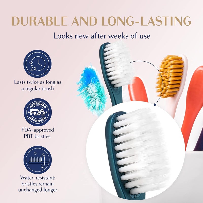 Royal Denta فرشاة أسنان ناعمة جدًا وحساسة للبالغين، بشعيرات ناعمة للغاية مخصصة للأسنان الحساسة واللثة الحساسة، بجزيئات فضية، لون أخضر معدني، - Image 5
