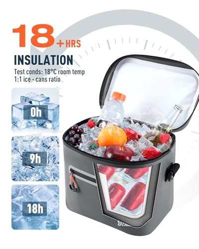 Sydioor SoftSided Cooler Lunch Bag 16 Can Portable Ice Chest Box Waterproof LeakProof Insulated Lunch Box for Work Beach Drink Travel Camping Picnic Meidum Dark Gray - Image 3
