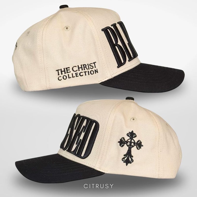 CITRUSY Vintage Faith & Forever Trucker Hat | Men & Women | Christian Cross God YHWH I Love Jesus Hats | Bride Bachelorette Engagement Wedding Cowboy Hat | Cotton | Snapback (Blessed | Black) - Image 3