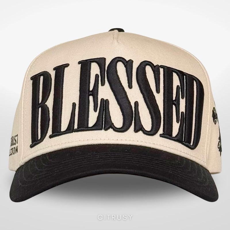 CITRUSY Vintage Faith & Forever Trucker Hat | Men & Women | Christian Cross God YHWH I Love Jesus Hats | Bride Bachelorette Engagement Wedding Cowboy Hat | Cotton | Snapback (Blessed | Black) - Image 2