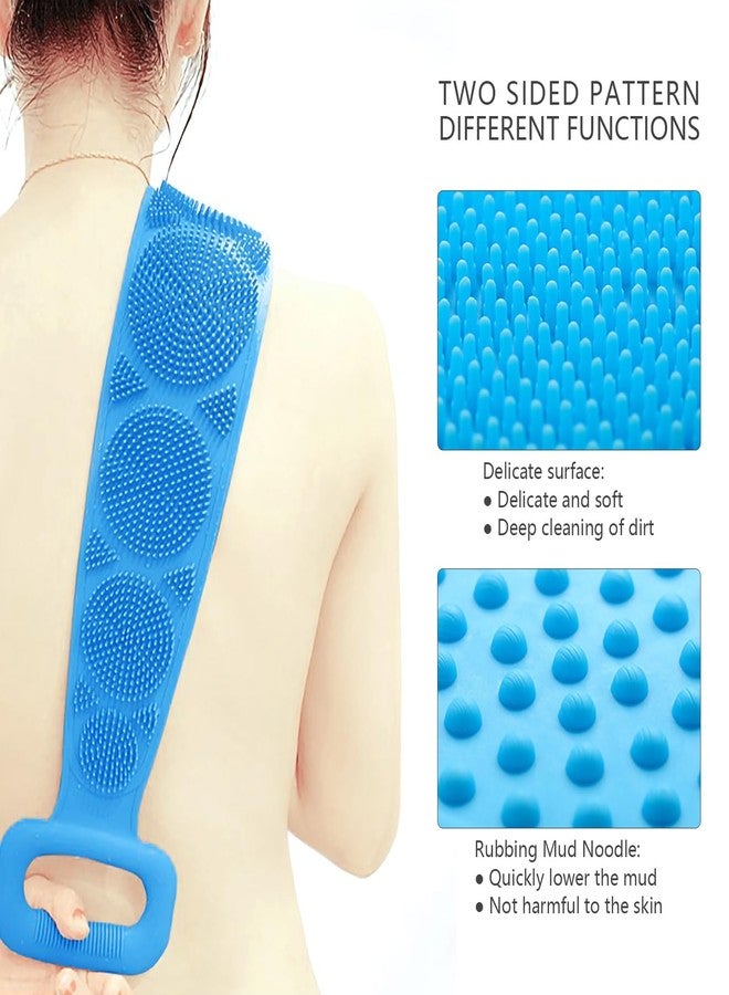 ICSTM Back Scrubber for Shower,2 Pcs Silicone Back Scrubber for Shower, Silicone Exfoliating Bath Body Brush with Handle for Mens and Womens (Blue/Purple) - Image 3
