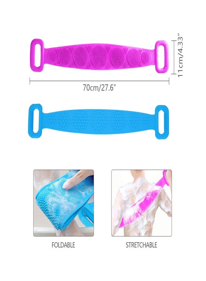 ICSTM Back Scrubber for Shower,2 Pcs Silicone Back Scrubber for Shower, Silicone Exfoliating Bath Body Brush with Handle for Mens and Womens (Blue/Purple) - Image 5