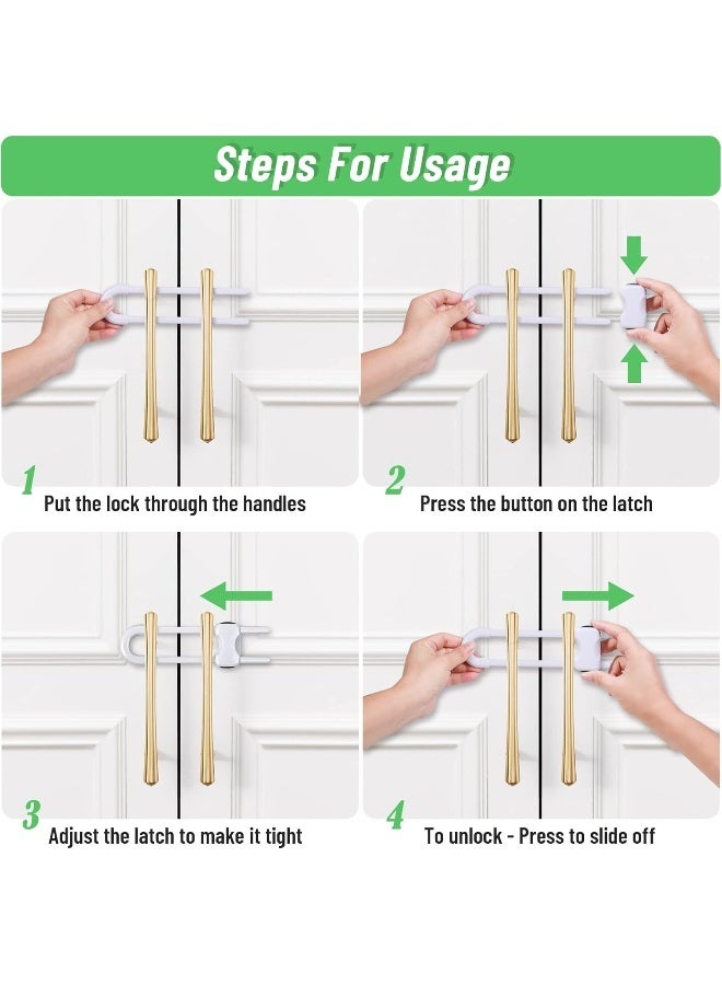 Modacraft 6 Packs Sliding Cabinet Locks, Baby Proofing U-Shaped Child Safety Latches Adjustable White Locks for Handles Knobs Drawers Closet Cupboard - Image 3