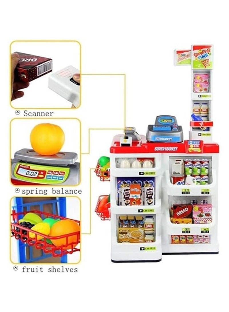 توي بوكس إكسسوارات السوبر ماركت من هوم بريند مع مجموعة لعب الأدوار بعربة للأطفال 48x87x52 سم - Image 3