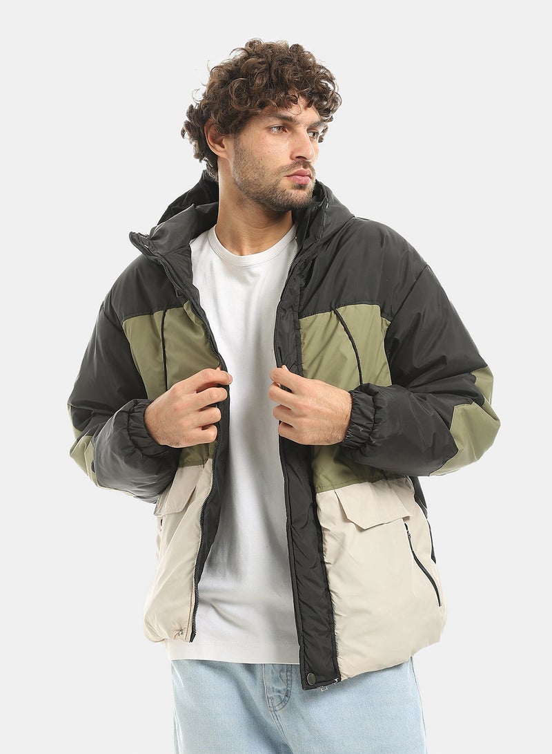 Andora Tri-Tone Long Sleeves Hooded Jacket_Multicolour - Image 1