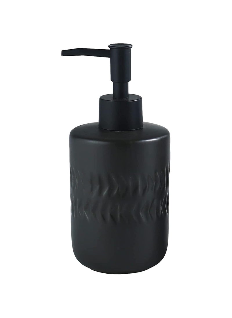 FabSeasons - FabSeasons Soap Dispenser, 350ML Black Countertop Ceramic with Pump, Refillable Decorative Boho Bathroom Soap Dispenser, Great for Hand Sanitizer, Dish Soap and Lotion (Black) - Image 1