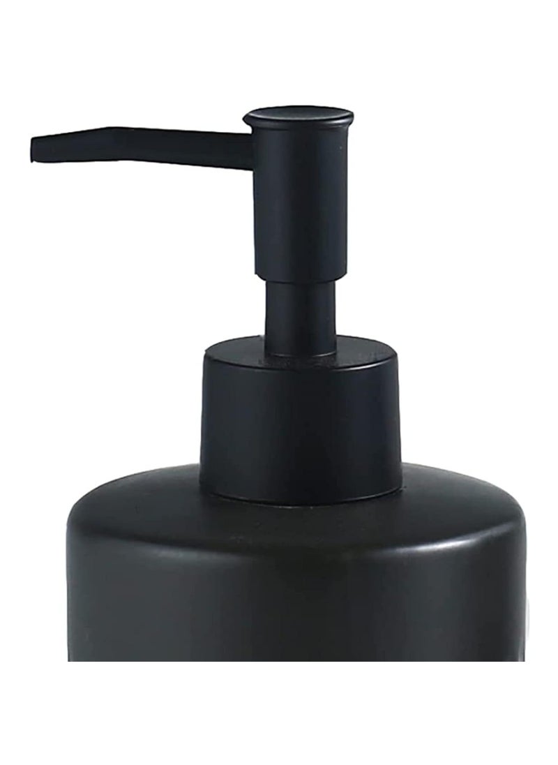 FabSeasons - FabSeasons Soap Dispenser, 350ML Black Countertop Ceramic with Pump, Refillable Decorative Boho Bathroom Soap Dispenser, Great for Hand Sanitizer, Dish Soap and Lotion (Black) - Image 1