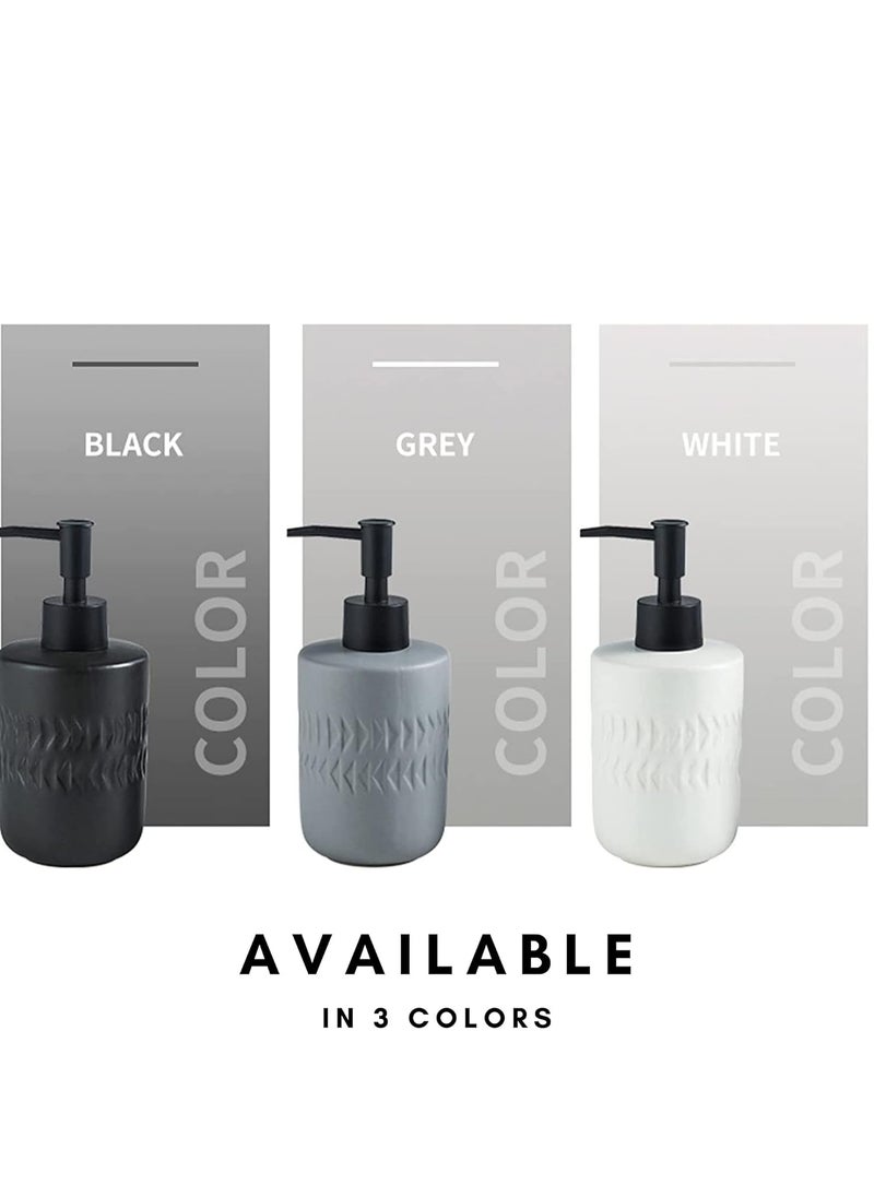 FabSeasons - FabSeasons Soap Dispenser, 350ML Black Countertop Ceramic with Pump, Refillable Decorative Boho Bathroom Soap Dispenser, Great for Hand Sanitizer, Dish Soap and Lotion (Black) - Image 1