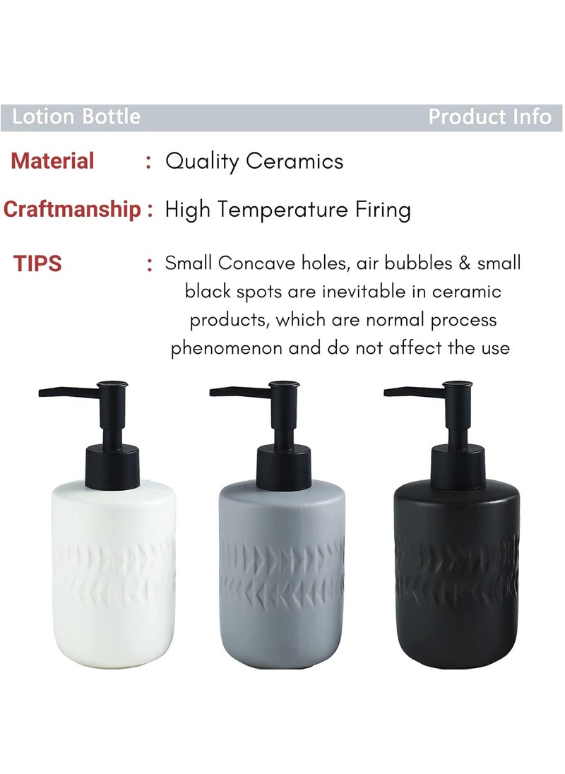 FabSeasons - FabSeasons Soap Dispenser, 350ML Black Countertop Ceramic with Pump, Refillable Decorative Boho Bathroom Soap Dispenser, Great for Hand Sanitizer, Dish Soap and Lotion (Black) - Image 1