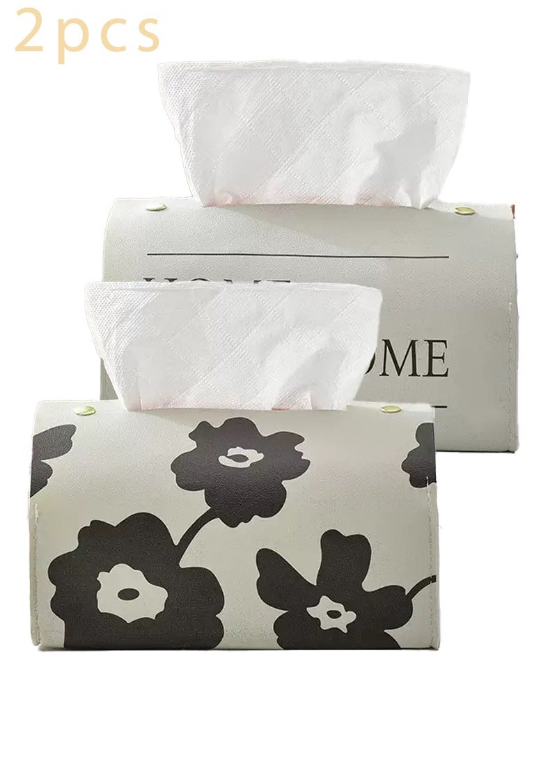 2 حزمة الأنسجة مربع ، PVC جلدية موزع الورق مقاوم للماء ، قوس الأنسجة كبيرة الحجم لحمام المطبخ للسيارات المنزل - Image 1