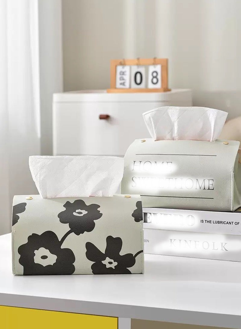 2 حزمة الأنسجة مربع ، PVC جلدية موزع الورق مقاوم للماء ، قوس الأنسجة كبيرة الحجم لحمام المطبخ للسيارات المنزل - Image 4