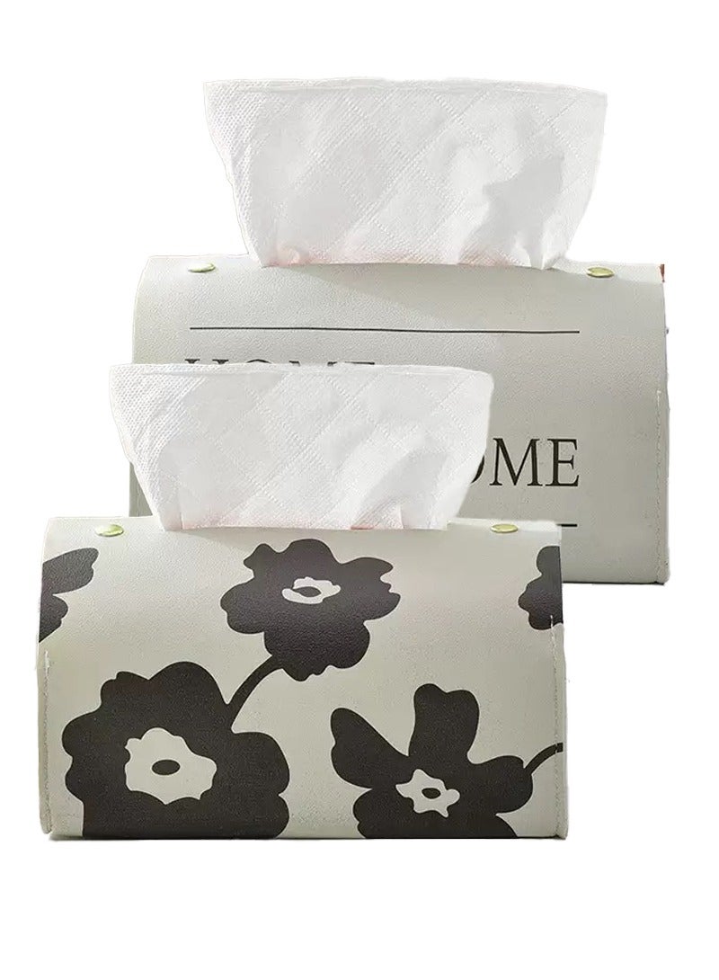 2 حزمة الأنسجة مربع ، PVC جلدية موزع الورق مقاوم للماء ، قوس الأنسجة كبيرة الحجم لحمام المطبخ للسيارات المنزل - Image 2