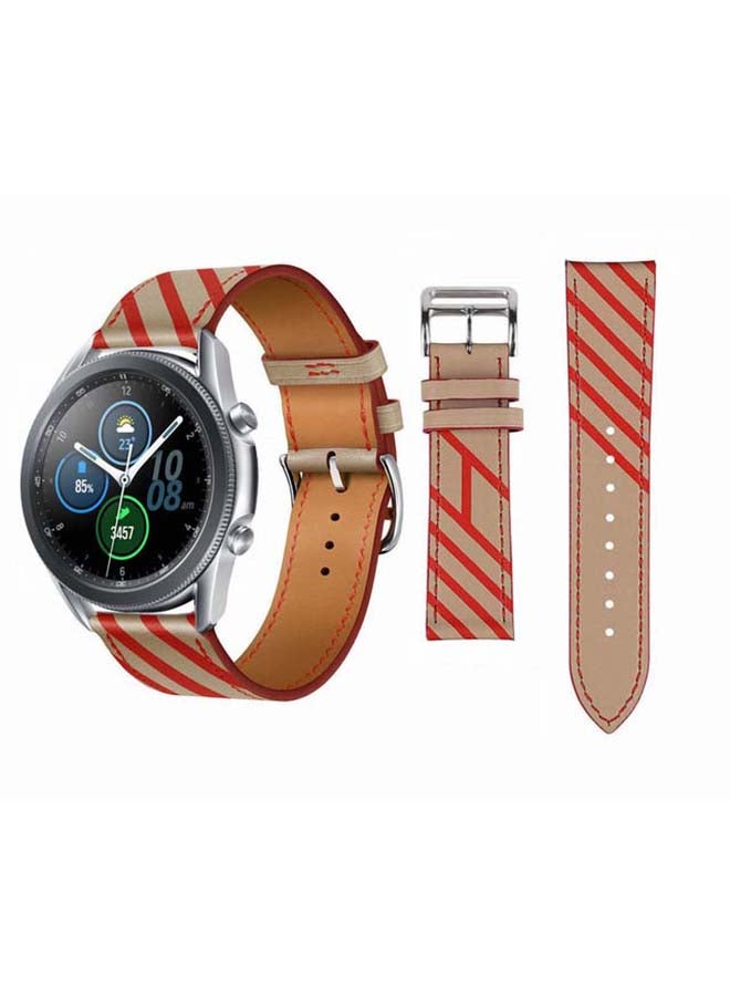 بيرفيي سوار بديل مصنوع من الجلد الطبيعي الممتاز، ويستخدم  لساعة سامسونج جالاكسي 3، بمقاس 45 مم. أحمر - Image 1