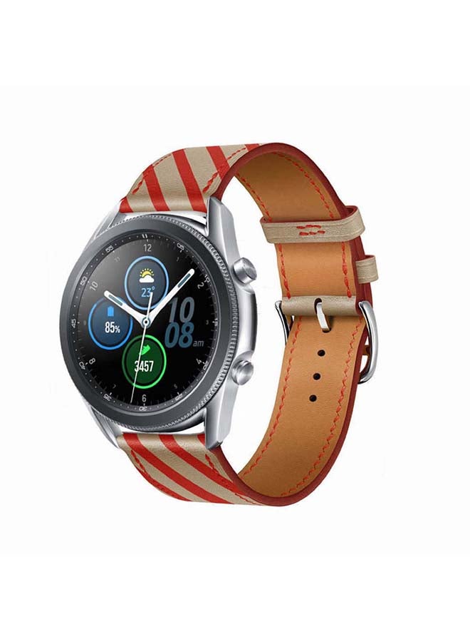 بيرفيي سوار بديل مصنوع من الجلد الطبيعي الممتاز، ويستخدم  لساعة سامسونج جالاكسي 3، بمقاس 45 مم. أحمر - Image 2