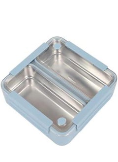 Brain Giggles BrainGiggles 2 Compartments Stainless Steel Lunch Box with Removable Inner Tray Leak Proof Bento Box for Kids Adults - Multifunctional Air Tight Food Container- Blue  - Image 1