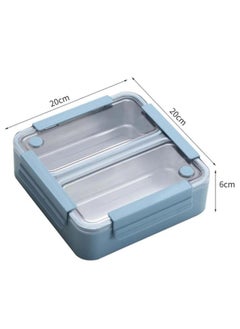 Brain Giggles BrainGiggles 2 Compartments Stainless Steel Lunch Box with Removable Inner Tray Leak Proof Bento Box for Kids Adults - Multifunctional Air Tight Food Container- Blue  - Image 2
