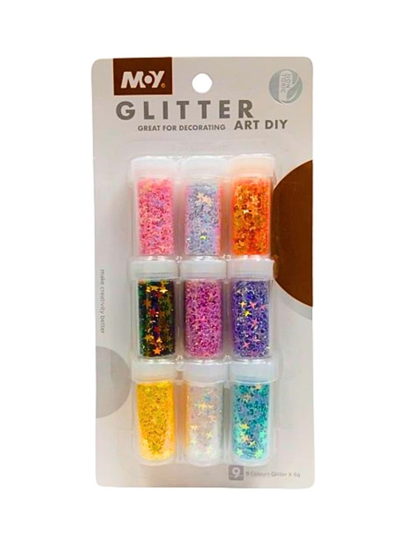 Moy Glitter Kit (9 Color Glitter) For Decorating Art Diy - Multi Color - Image 1