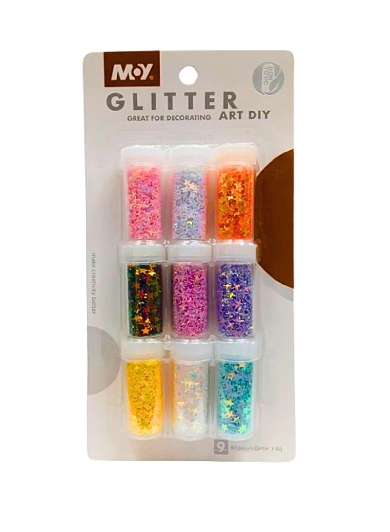 Moy Glitter Kit (9 Color Glitter) For Decorating Art Diy - Multi Color - Image 2
