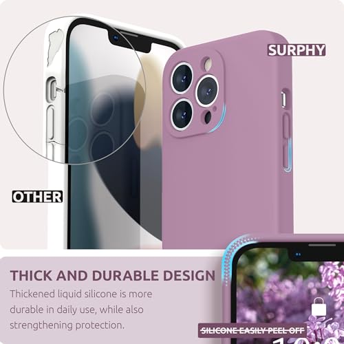 SURPHY Case for iPhone 13 Pro Case with Screen Protector, 13 Pro Liquid Silicone Phone Cases (Camera Protection & Soft Microfiber Lining), Lilac Purple - Image 4