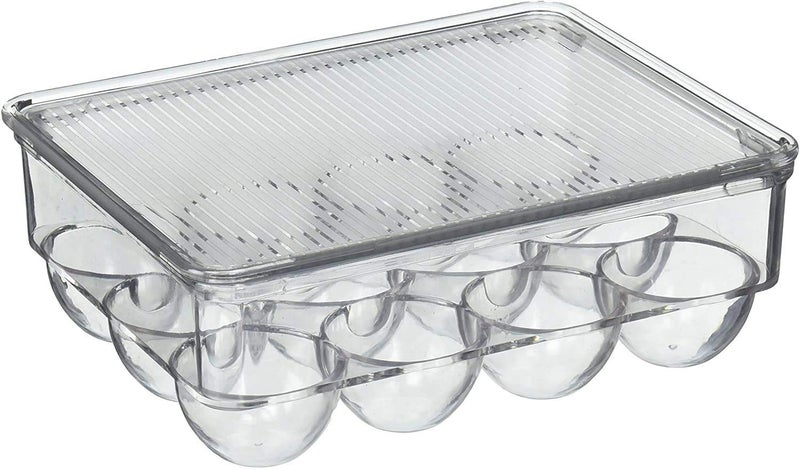 GA-DE Gade Stackable Acrylic Covered Egg Storage Box or Egg Trays for Refrigerator, Carrier Bin - Holds 12 Eggs - 1 Pack - Clear - Image 1