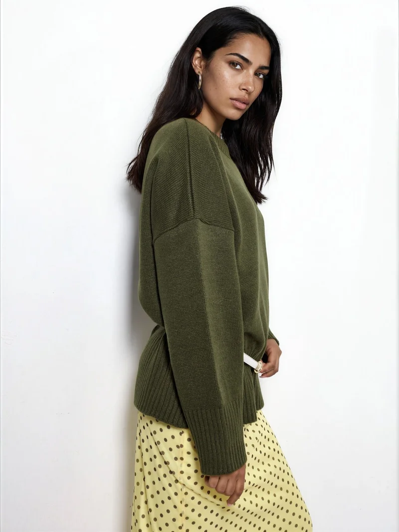 هيكاب Oversized Crew Neck Knit Sweater