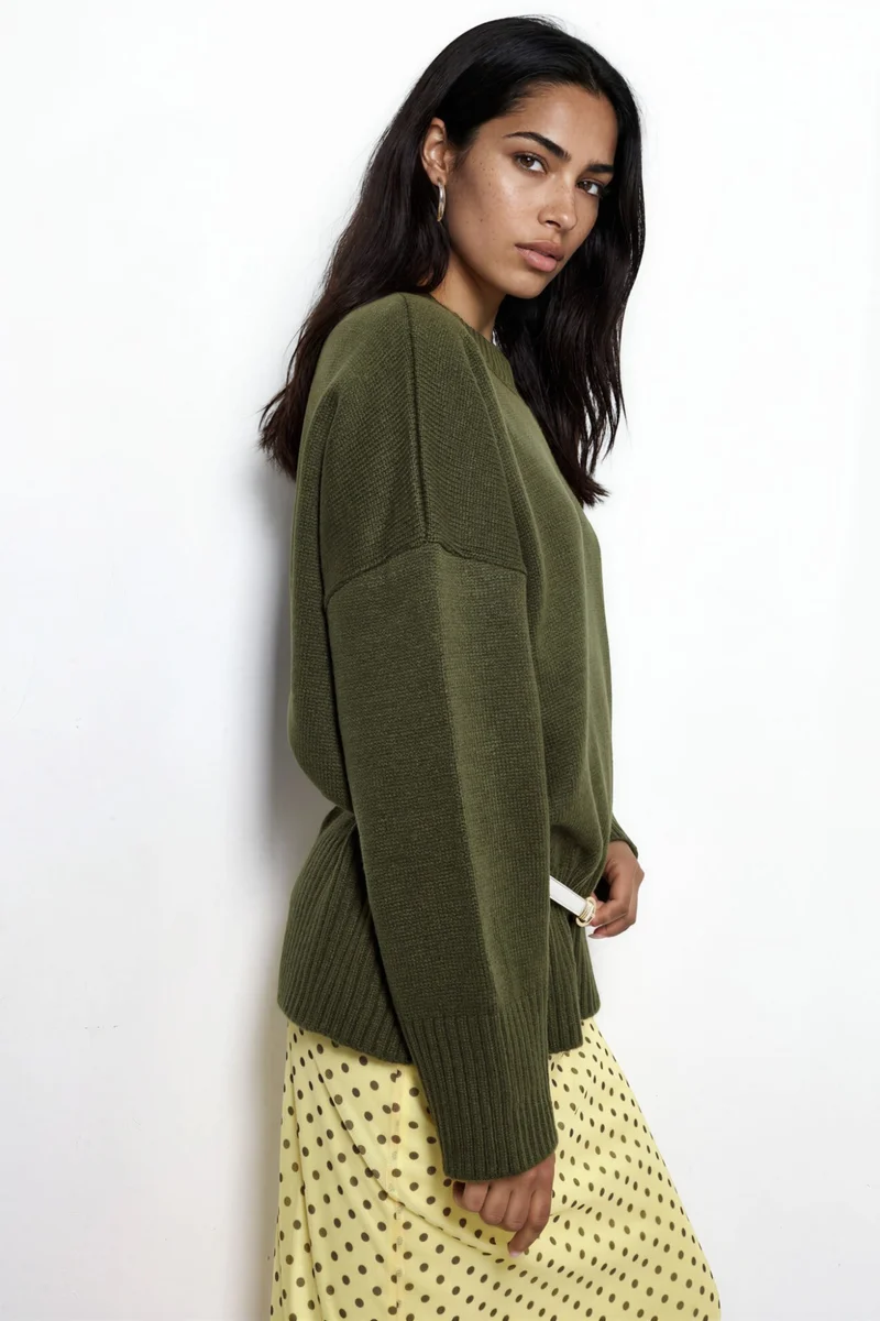 هيكاب Oversized Crew Neck Knit Sweater