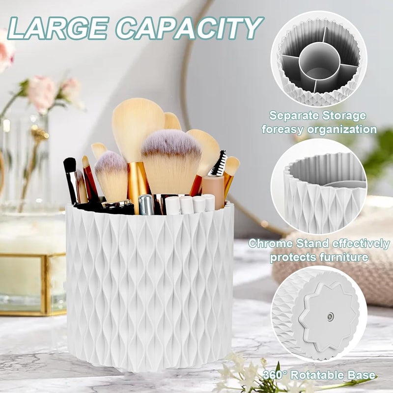 JOLYMIT 360° Rotating Cosmetic Makeup Brush Holder for Bedroom Dressing Table, Bathroom Cabinet, Countertop, Makeup Brushes Cup for Vanity Decor, Paint Brush Holder (Multic - Image 3