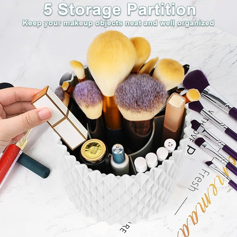 JOLYMIT 360° Rotating Cosmetic Makeup Brush Holder for Bedroom Dressing Table, Bathroom Cabinet, Countertop, Makeup Brushes Cup for Vanity Decor, Paint Brush Holder (Multic - Image 2