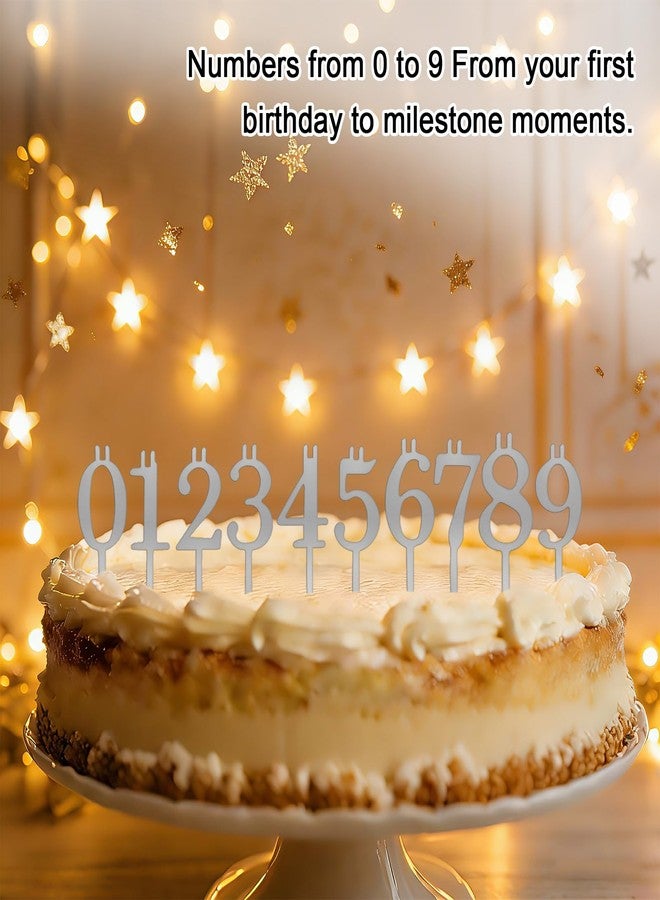 Sinbana 20pcs Reusable Number Candle Holders Set, Metal Birthday Cake Toppers Holders Stand with Numbers 0-9 for Anniversary Wedding Party Decoration Supplies Accessories (Silver-Tone) - Image 3