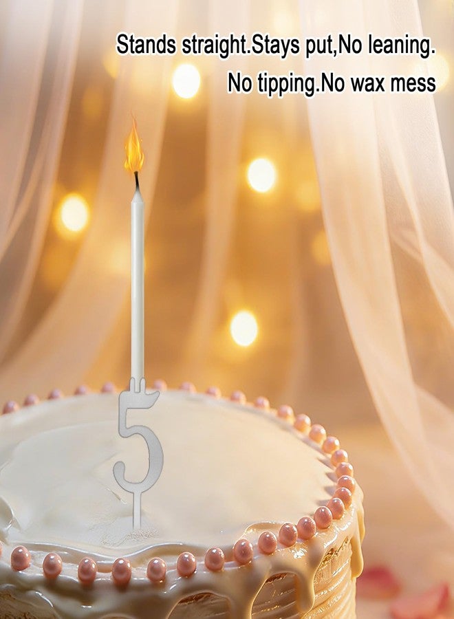 Sinbana 20pcs Reusable Number Candle Holders Set, Metal Birthday Cake Toppers Holders Stand with Numbers 0-9 for Anniversary Wedding Party Decoration Supplies Accessories (Silver-Tone) - Image 5