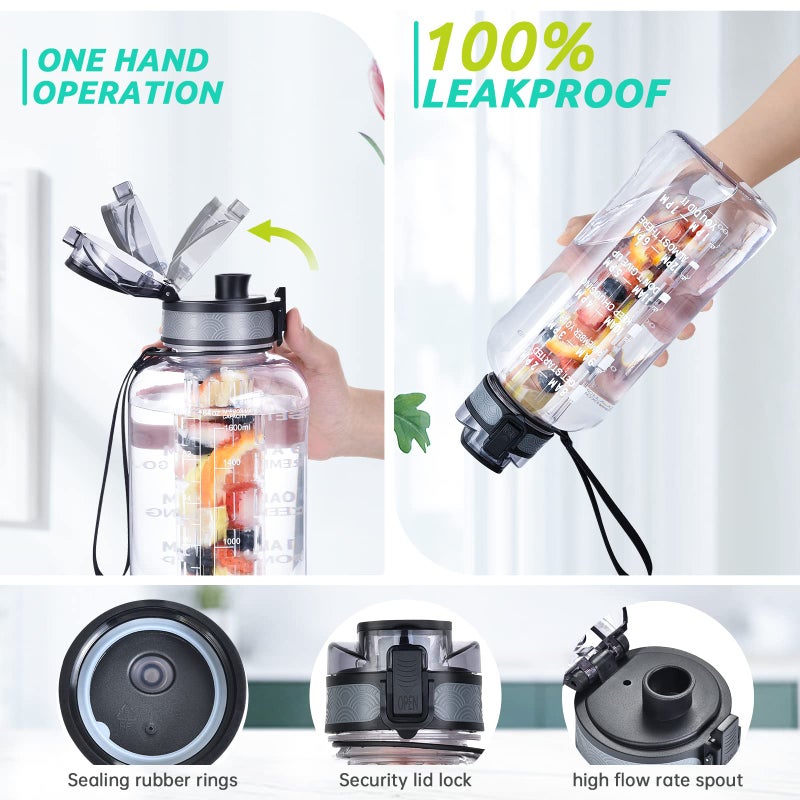 UTEBIT Fruit Infuser Water Bottle - 68 OZ Leakproof Plastic Infusion Bottle With Straw for Gym, Camping, Travel, Outdoor - Image 3