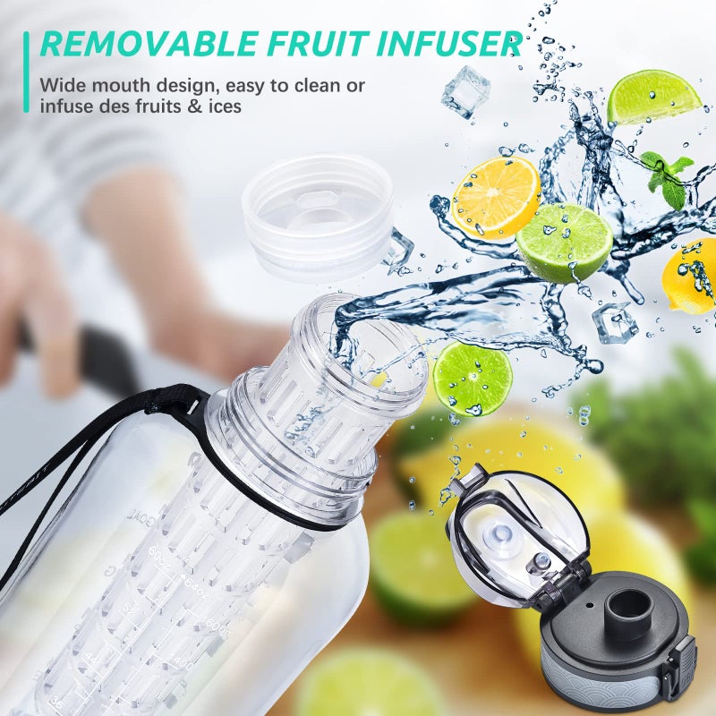 UTEBIT Fruit Infuser Water Bottle - 68 OZ Leakproof Plastic Infusion Bottle With Straw for Gym, Camping, Travel, Outdoor - Image 2
