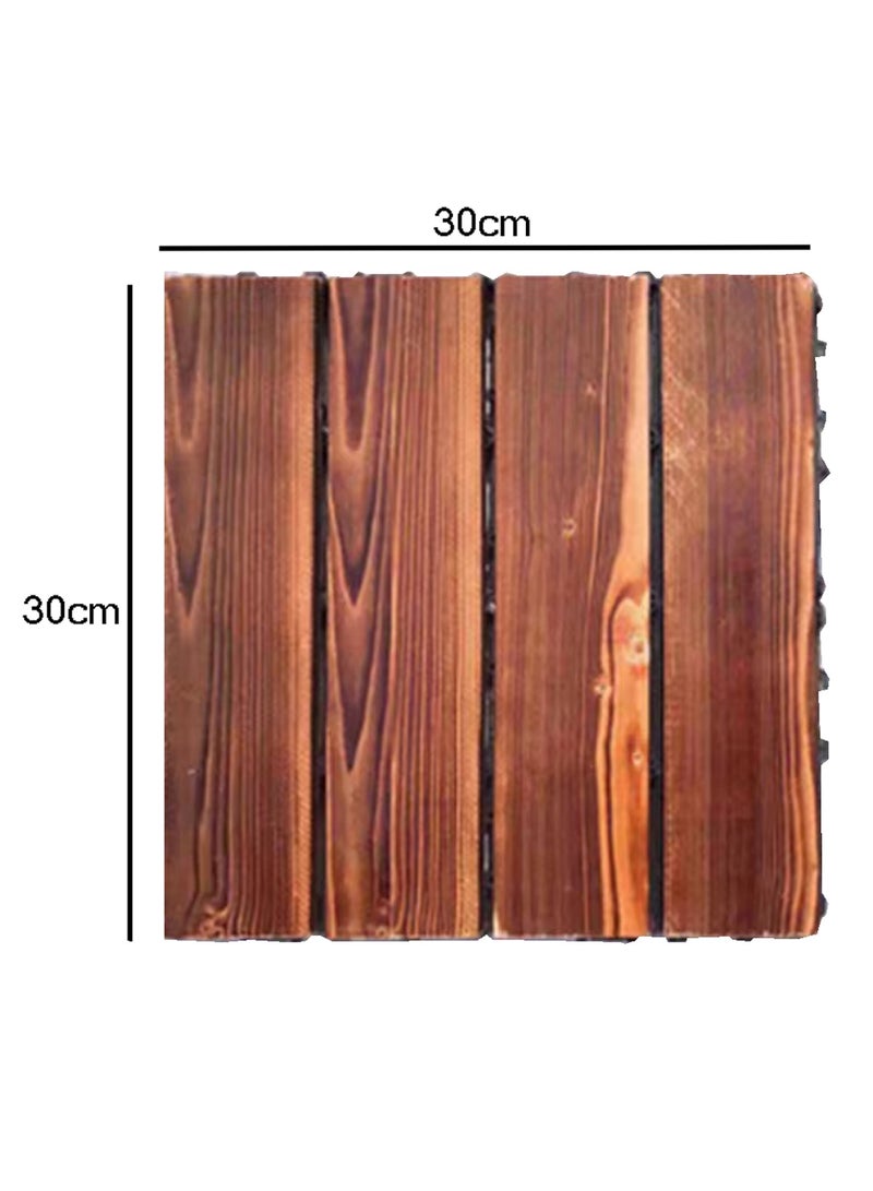 LINGWEI Wooden Floor Tiles Interlocking Decking Tiles For Indoor and Outdoor Set of 10pcs - Image 4
