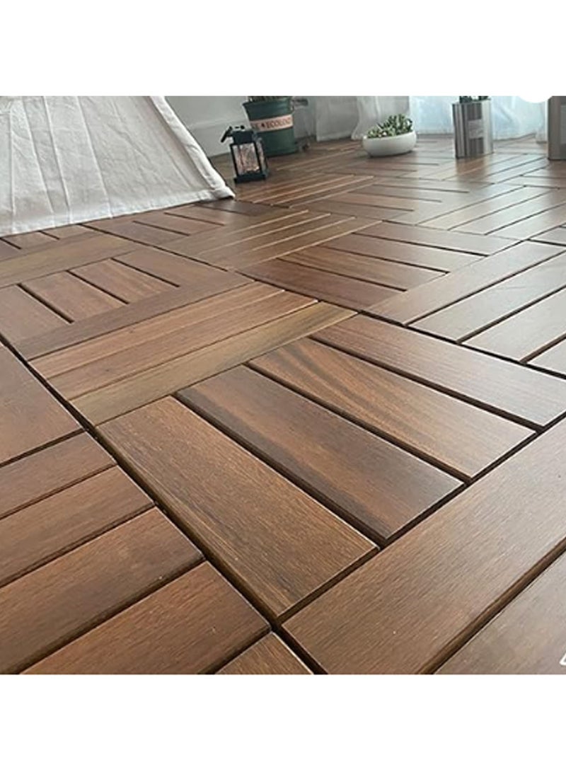 LINGWEI Wooden Floor Tiles Interlocking Decking Tiles For Indoor and Outdoor Set of 10pcs - Image 5