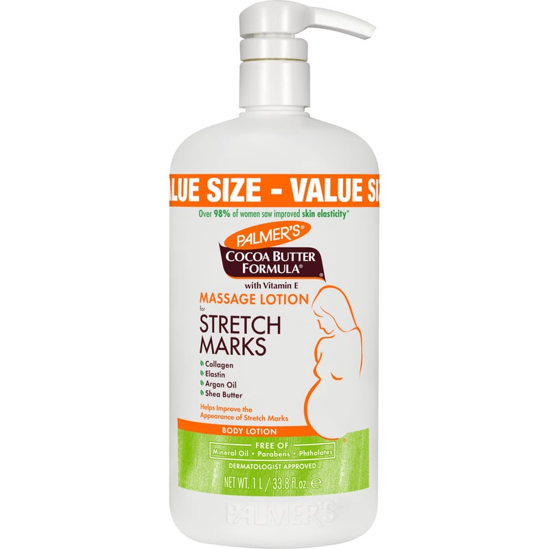 PALMER'S Palmers Cocoa Butter Formula Massage Lotion For Stretch Marks Pregnancy Skin Care Belly Cream with Collagen Elastin Argan OIl and Shea Butter 338 Ounces 
