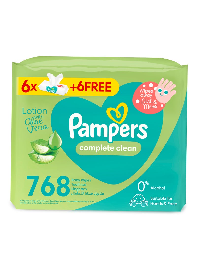 Pampers Complete Clean Baby Wipes with Aloe Vera Lotion , 12 Packs, 768 Count - Image 2