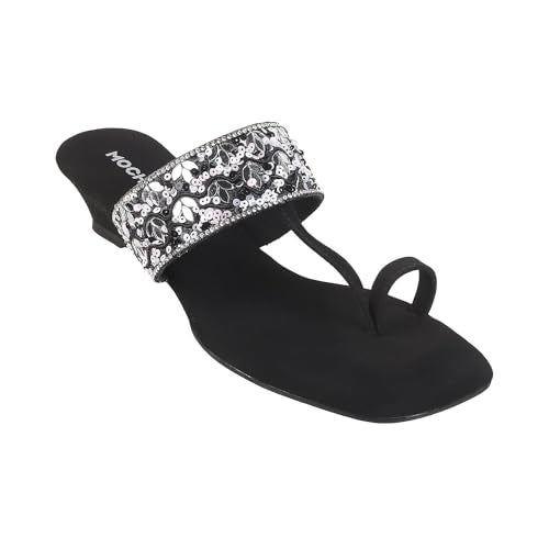 Mochi Women Black Ethincwear Wedge Heel Sandal UK/6 EU/39 (35-989) - Image 2