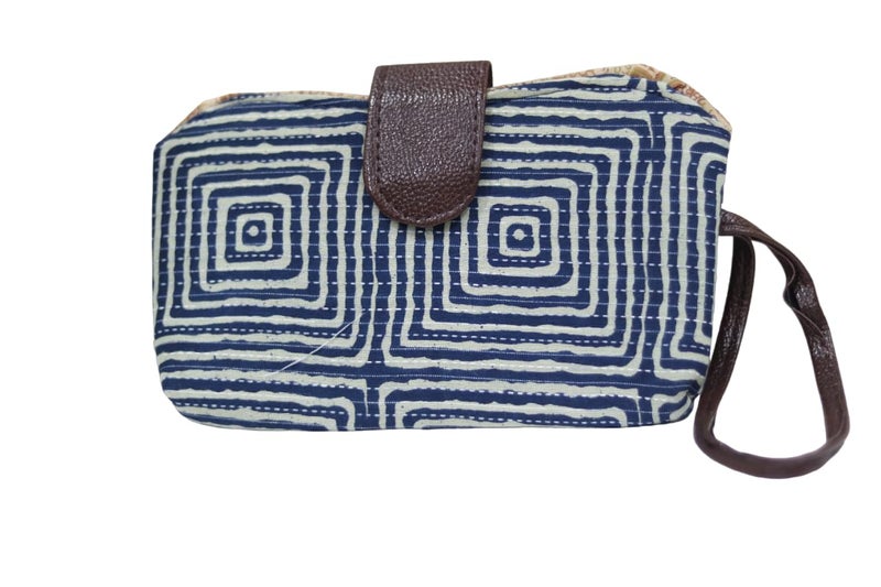 SHIVKARI Women's Ladies Traditional Ikkat Cotton 5 Pieces Combo Bag - Blue - Image 4