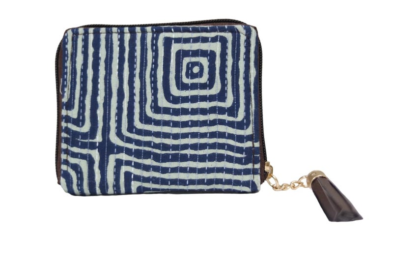 SHIVKARI Women's Ladies Traditional Ikkat Cotton 5 Pieces Combo Bag - Blue - Image 3