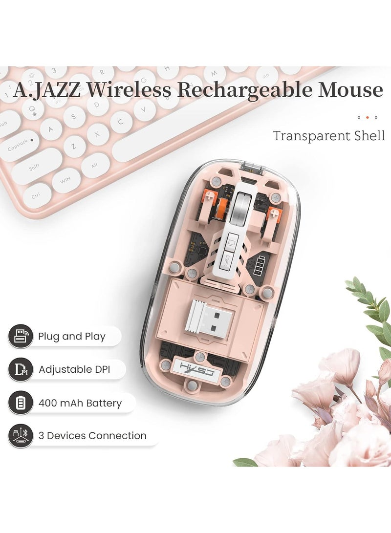 HYSJ Wireless Bluetooth Mouse, Multi-Device Slim Cordless Mouse (Dual-mode: BT 5.1/5.2+2.4G),Battery Transparent Optical USB Mice for Notebook, PC, Mac, Laptop (Pink) - Image 3