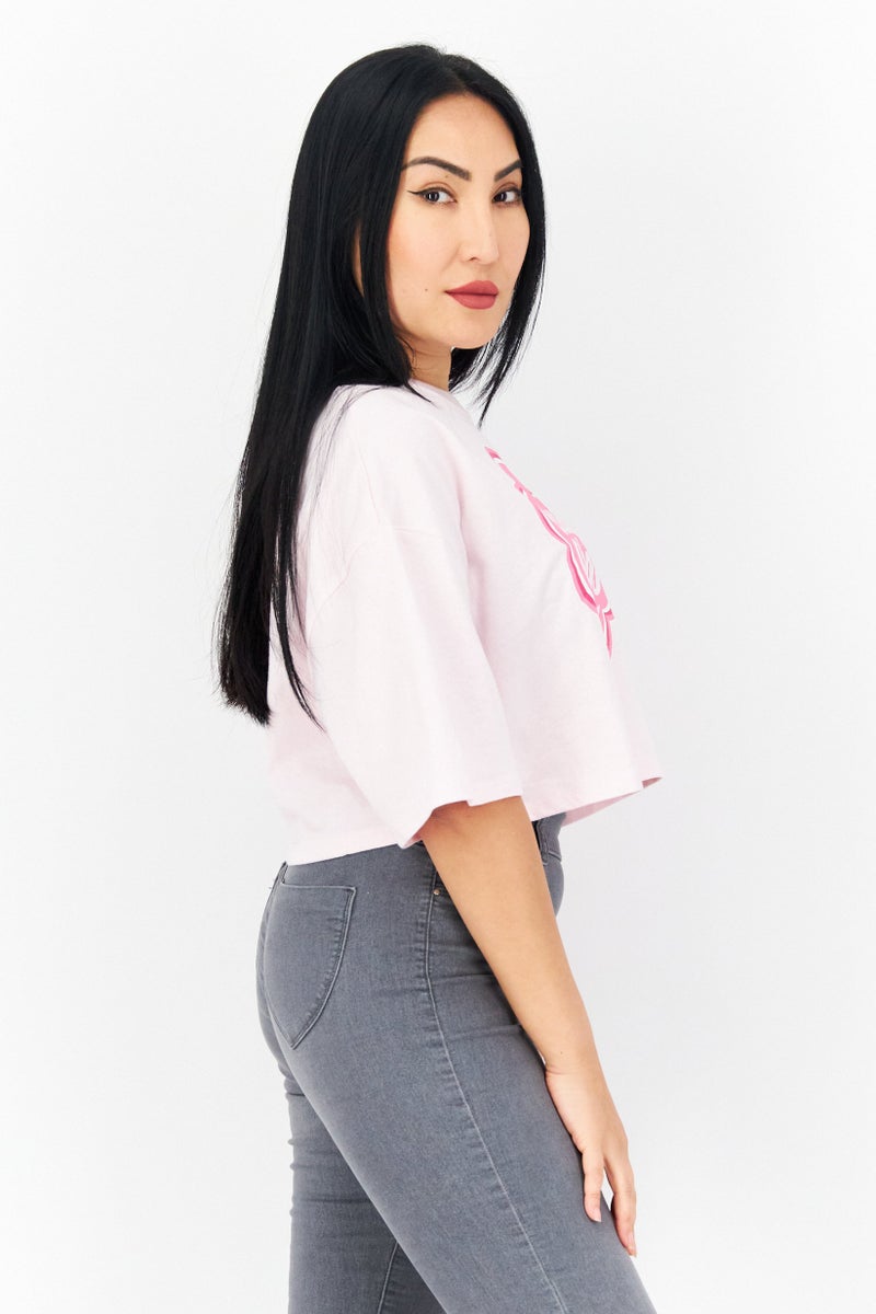 Don't Call Me Jennyfer Chupa Chups x DCMJ Women Crew Neck Short Sleeve Cropped Top, Pink - Image 2