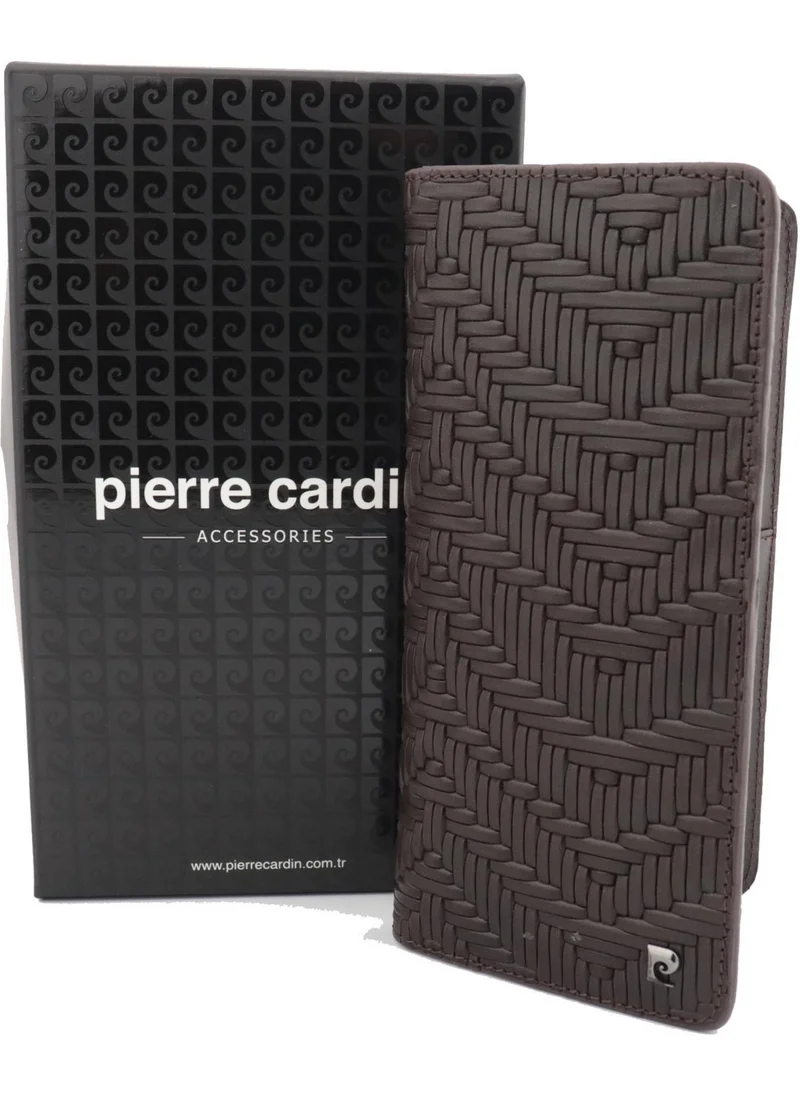 بيير كاردان Knitted Patterned Leather Wallet Vertical Model 11055