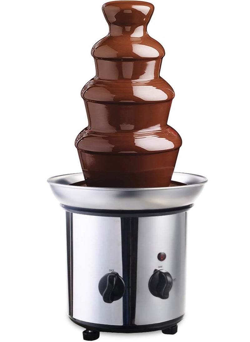 4 Tier, 32-Ounce - Electric Stainless Steel Chocolate Fondue Fountain Machine for Parties - Melts Cheese, Queso, Candy, and Liqueur - Dip Strawberries, Apple Wedges, Vegetables  - Image 2